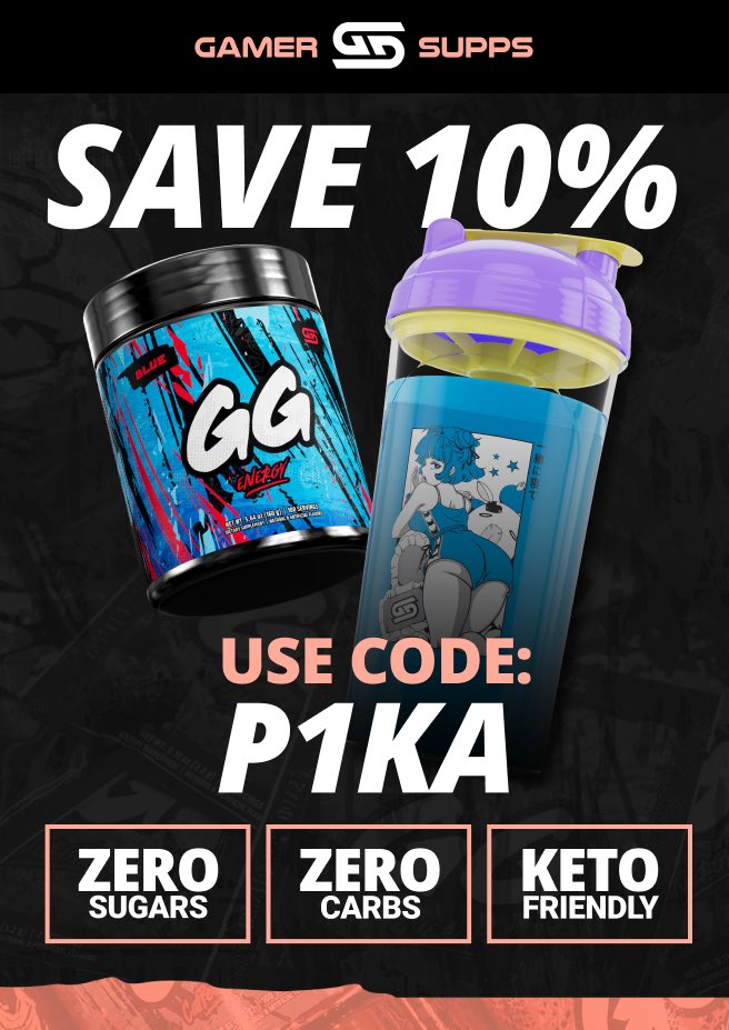P1KAPEACH's tweet photo. ANNOUNCEMENT! ✨

I am now partnered with @GamerSupps !!! 

AND! For TODAY ONLY you can use my code ‘p1ka’ for FREE SAMPLES WITH FREE SHIPPING!!!?!?! ❤️‍🔥

AND I’LL BE LIVE IN 45 mins FOR A LIL SUBATHON! https://t.co/aLydTqs28S