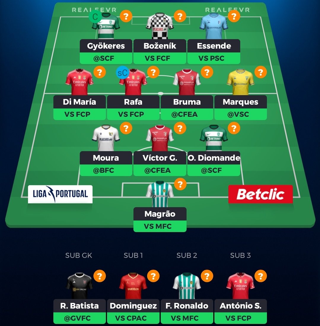 AdultsFpl's tweet photo. ⬆️ F. Moura, Magrão ⬇️ J. Mário, D. Figueira
🏆5k
Semana de risco com clássico, as transferências são mais para o futuro que para já. 2o João Mário que despacho em 2 semanas. Magrão a 4m conquistou o lugar, foi só para usar a transferência #FantasyLigaPortugalBetclic #RealFevr https://t.co/KcwhwzSoJh