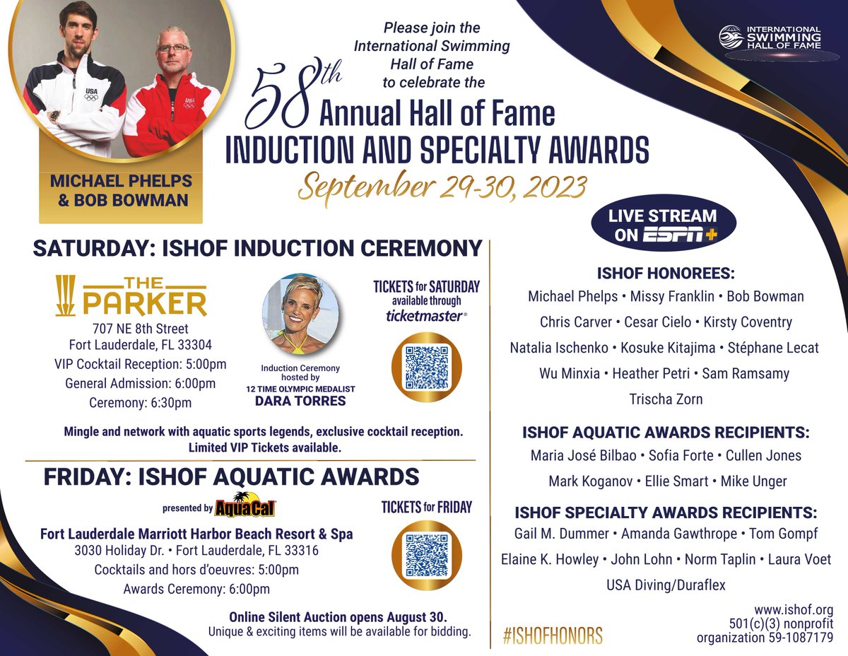 DeanTrantalis's tweet photo. #ISHOF will have its induction ceremony this weekend. Inductees include #MichaelPhelps, Missy Franklin, and renowned Olympians from across the globe. Hosted by Dara Torres, the induction continues #FortLauderdale's legacy as the aquatics capital of the world. #WeAreFTL https://t.co/SiemiSAXrR