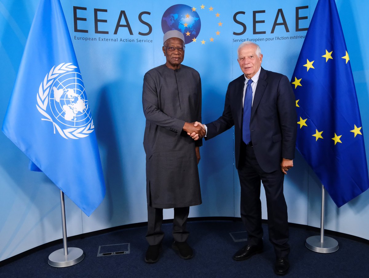 JosepBorrellF's tweet photo. I met w/ @Bathily_UNSMIL to reaffirm EU support for UNSMIL and its facilitation initiative for Libya. A sustainable political solution requires inclusive national dialogue. Libyans deserve a better future. We'll keep supporting them, in Derna and elsewhere https://t.co/IBjIaqSWvy https://t.co/9FzErzG7pY