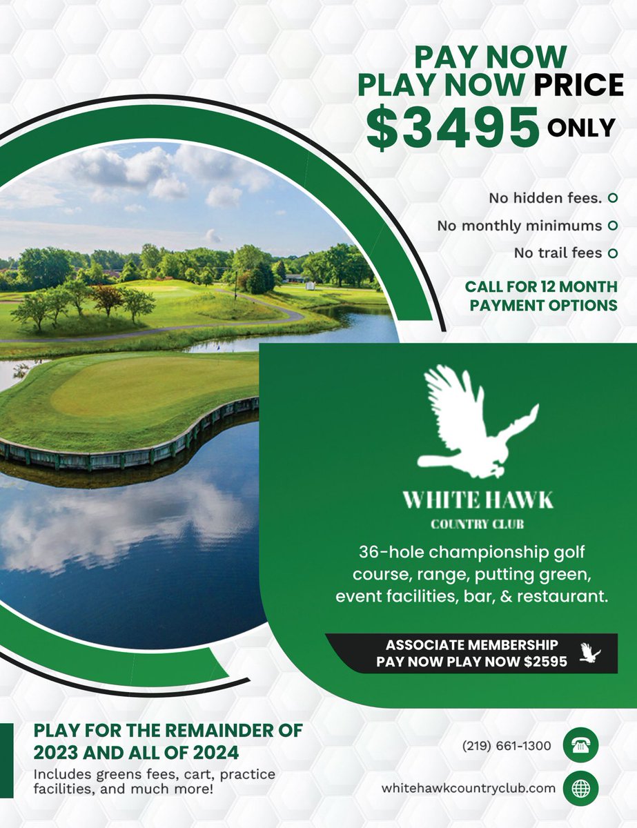 WhiteHawkCC's tweet photo. “I Play Too Much Golf” - Said Nobody, Ever! 😂

✨⛳️Calling All Golfers ⛳️✨

2024 Membership Information is Now Available!

✨Pay Now, Play Now Promotion!✨

⛳️Golf the Remainder of 2023 and All of 2024 For Promotional Rate!⛳️

🏌️‍♂️🏌️‍♀️Sign-up and Play Today! 🏌️‍♀️🏌️‍♂️ https://t.co/XyEjnW8FLH
