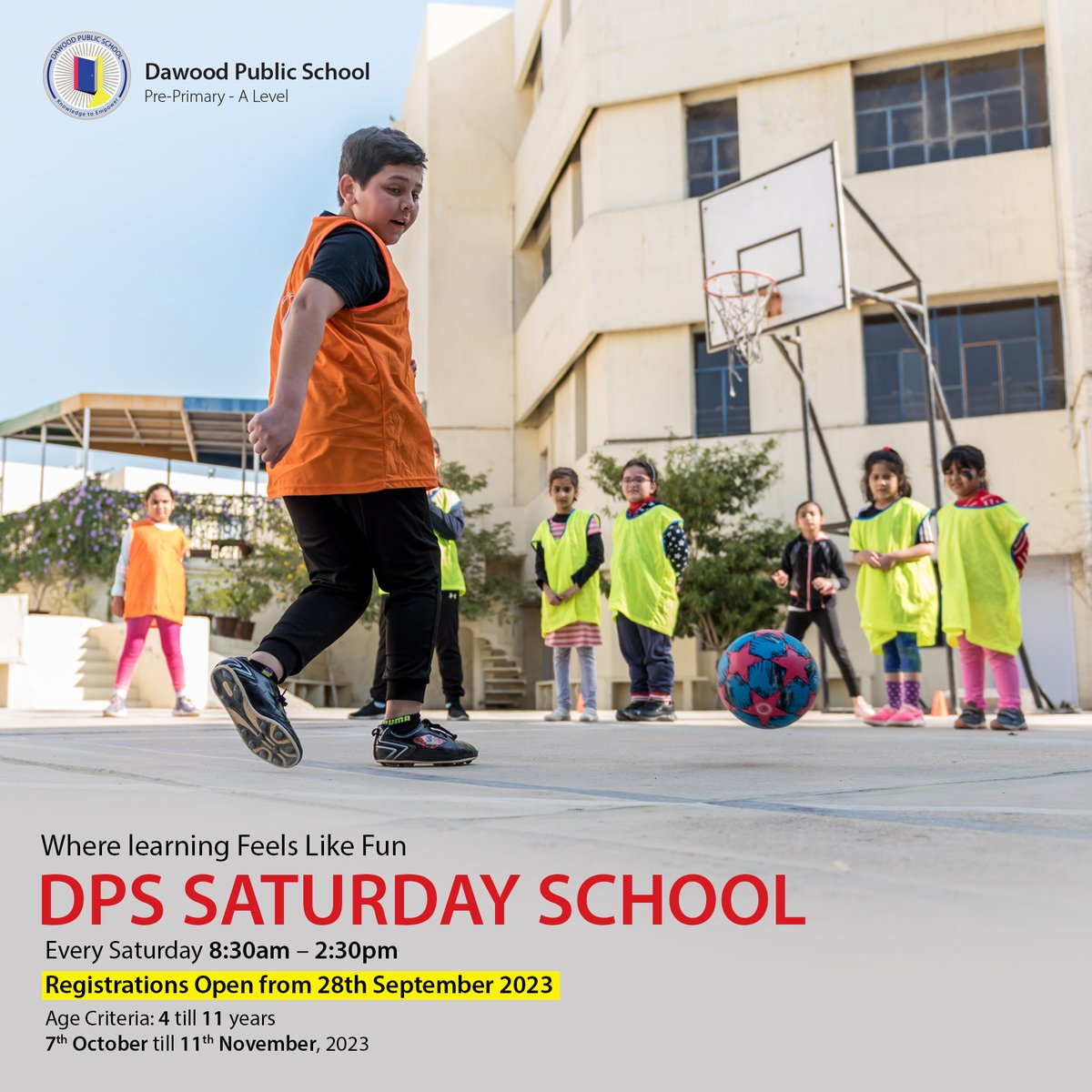 dpspakistan's tweet photo. We are excited to announce that Saturday School registrations are now open. 
For more details follow the link below:
https://t.co/2y1mf5Gtkk
Telephone: 02138403588 Ext. 950
Cell No: 03270218501, 0322909187
Email: saturdayschool@dps.edu.pk
#saturdayschool #dps #dawoodpublicschool https://t.co/8BahKj5tsN