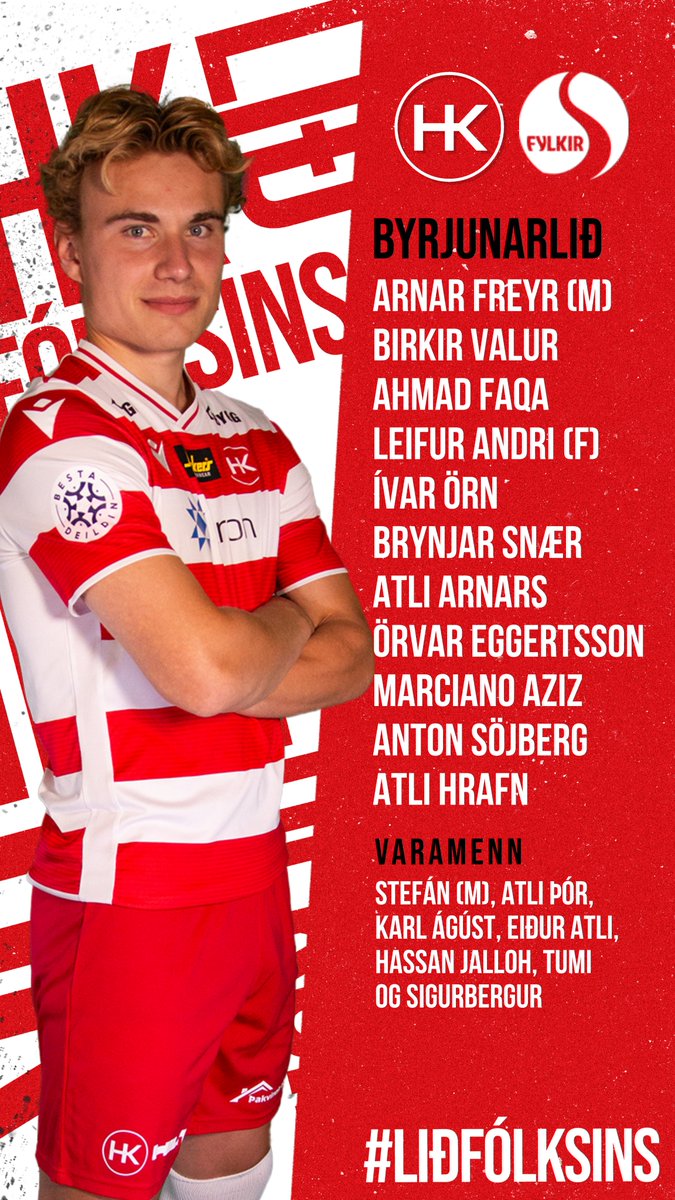 ⭐️ Byrjunarliðið hjá strákunum gegn Fylki klukkan 19:15

🔥 Húsið opnaði 18:00. Grillið sjóðandi!

🎟️ Tryggðu þér miða í Stubbur App

🔴 ÁFRAM HK!