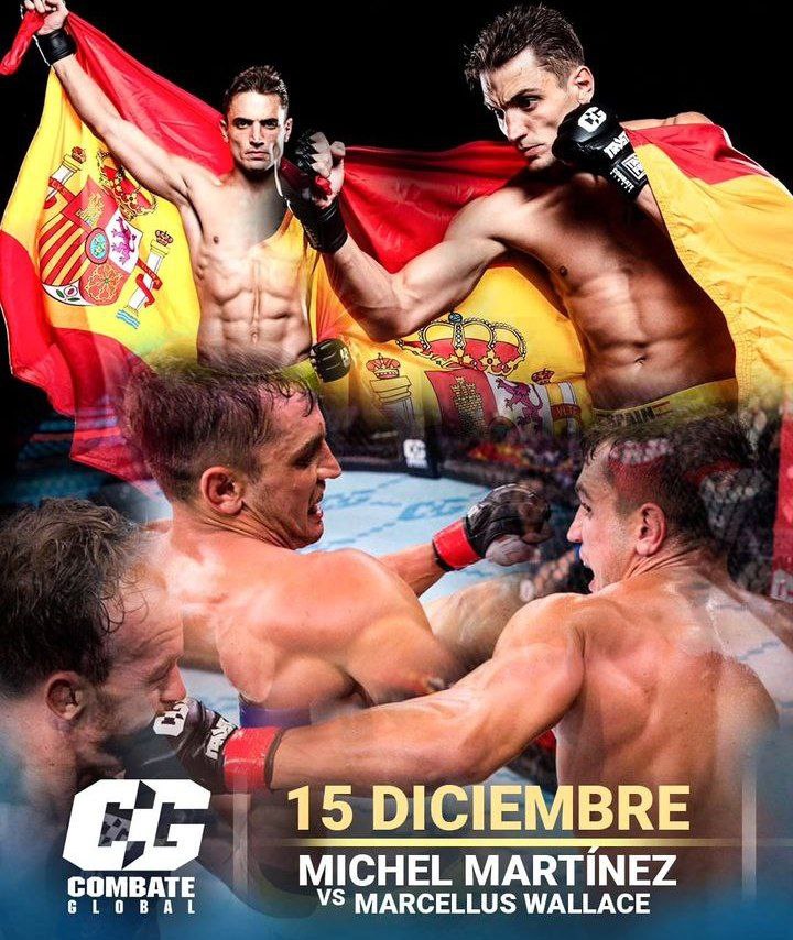 🇪🇸Michel Martínez (2-0) 🆚 🇺🇸Marcellus Wallace (1-1) para el 15 de Diciembre en Combate Global #CombateGlobal #MMASpain