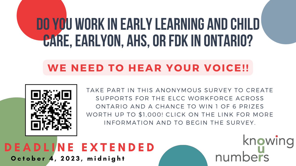 DufferinRTB's tweet image. We need you!  NEW SURVEY DEADLINE OCT 4th!! @AtkinsonCentre #ECEmatters #DCECEmatters English Survey : interceptum.com/si/en/6730824
French Survey : interceptum.com/si/en/6766567