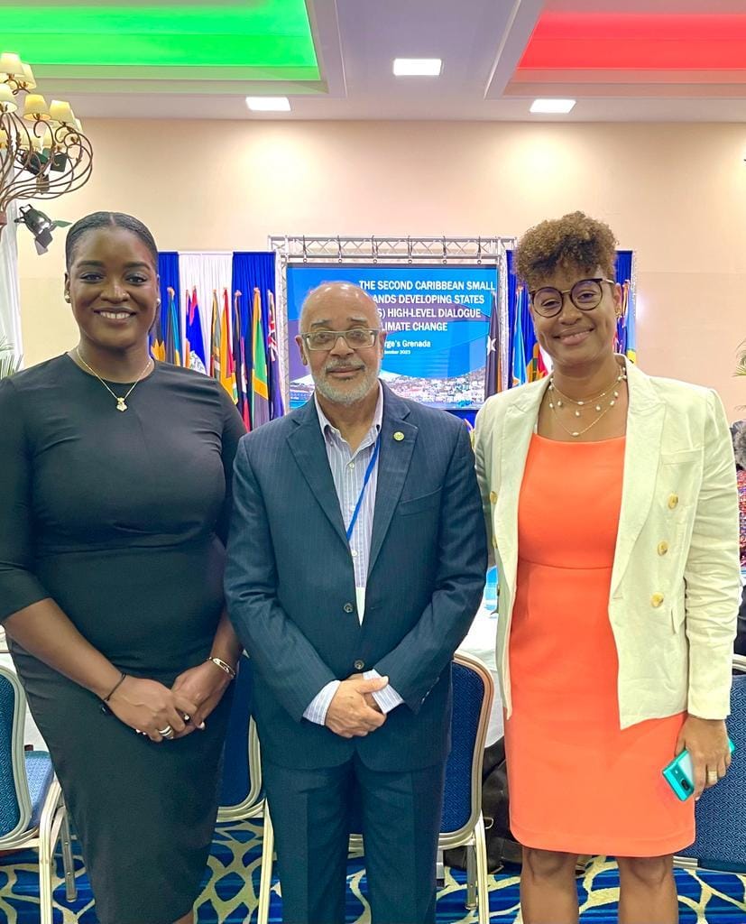 The #CCSA is participating in the 2nd Caribbean SIDS High-Level Dialogue on Climate Change.  Photo 2: Pictured is our Director of Public Sector Projects, Kiesha Farum, alongside Min Gumbs-Marie of Anguilla and Director General of the OECS, Didacus Jules. ow.ly/wlJx50PQKHy