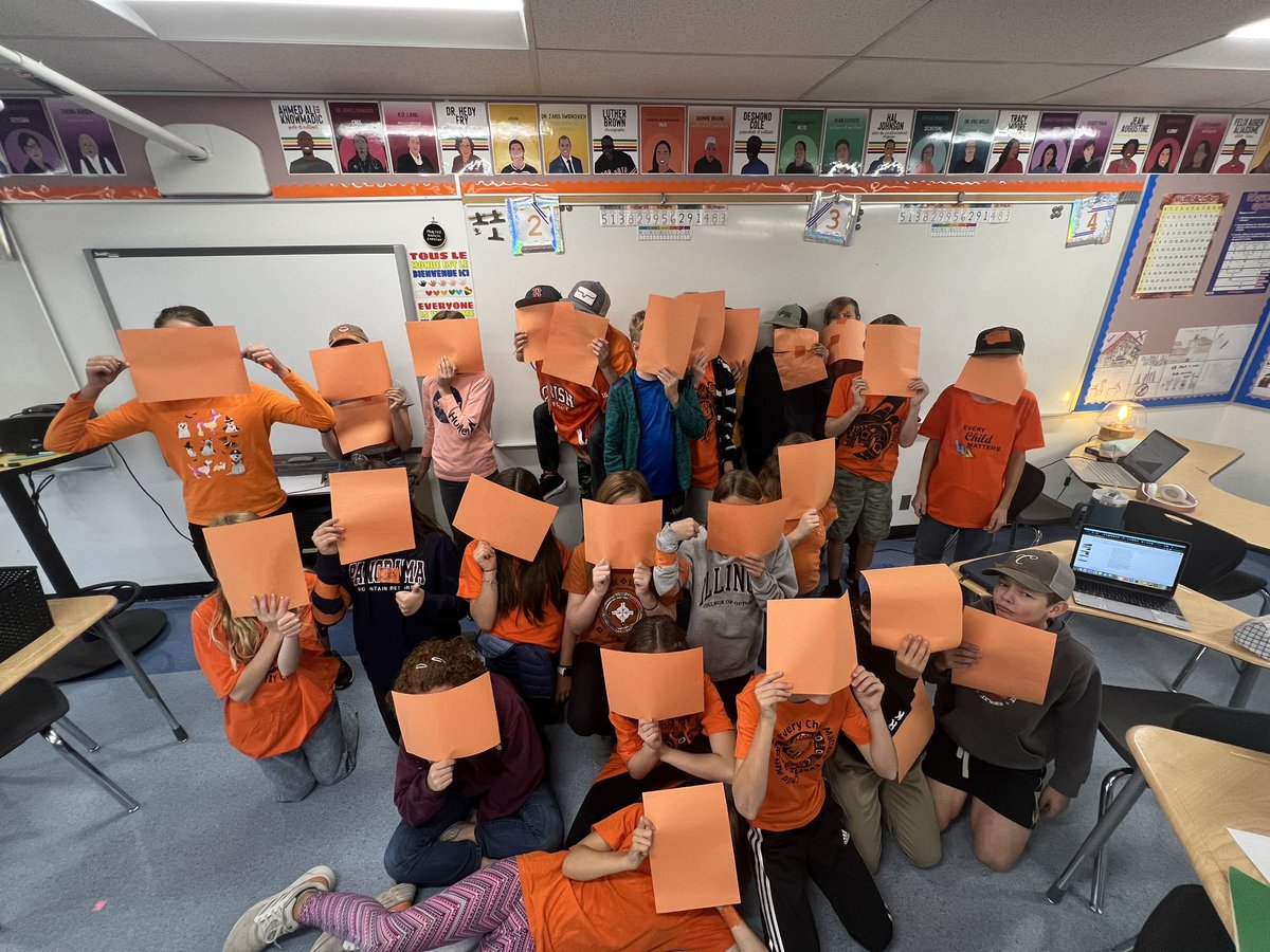 We are commemorating #OrangeShirtDay today at @ManachabanMS 🧡 #EveryChildMatters #rvsed