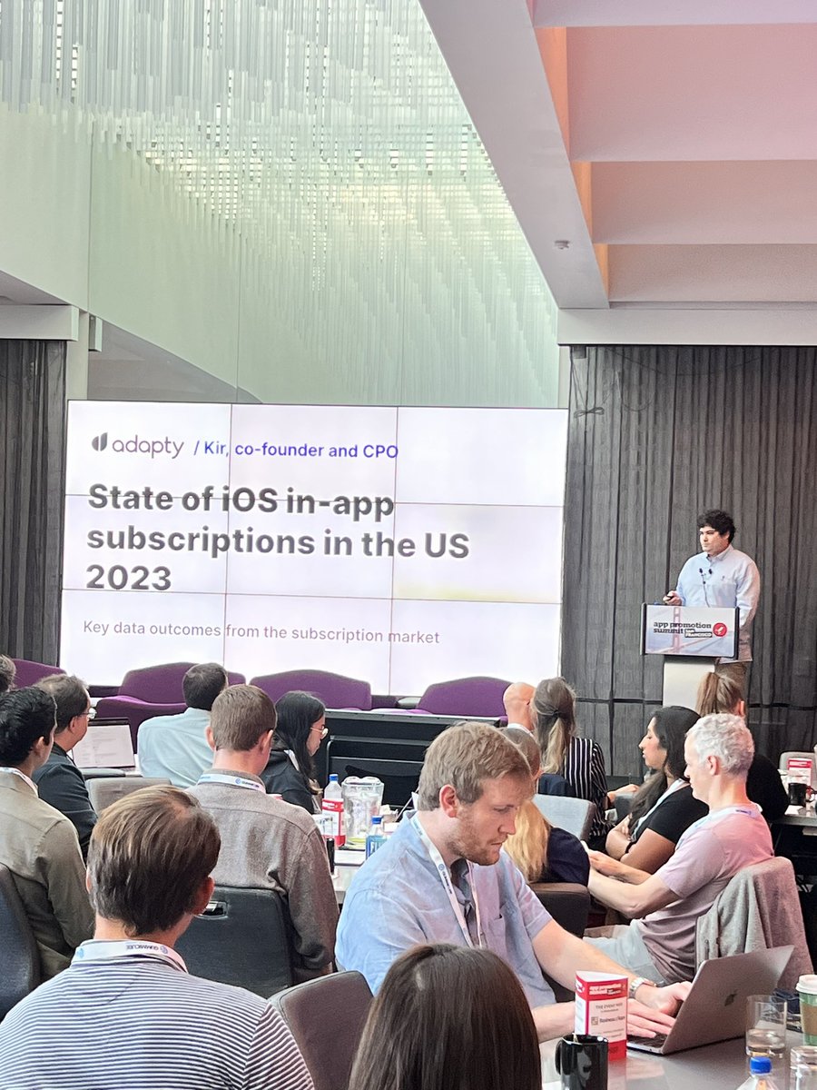 apppromotion's tweet photo. The first APS SF session of the day, we have got Kirill from @adapty talking about what’s going on with the app subscription market in 2023 during the economic turbulence
#APSSF https://t.co/JJ3GvMxRld