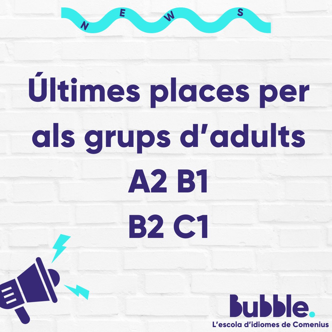 Bubblecomenius's tweet photo. Encara estàs a temps! Queden places disponibles als grups d'adults. Aprofita i inscriut-te als nostres cursos amb professorat nadiu i uns preus increïbles. Need more info? Send us an email 📩

#aprenderinglesenvalencia #escuelasdeidiomasenvalencia #academiasinglesvalencia https://t.co/ctvApOp77q
