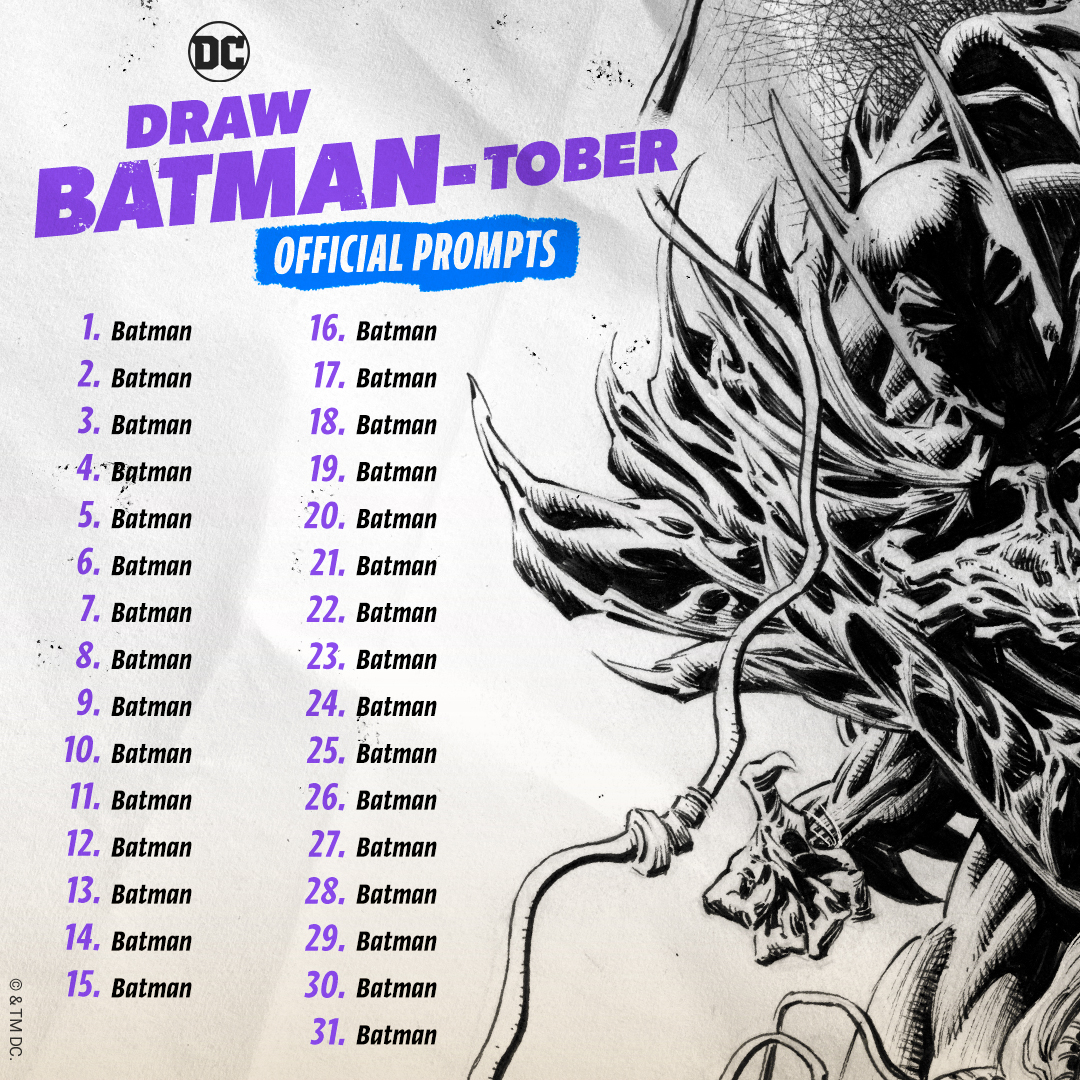 Real list just dropped. #DrawBatmantober #DCDrawtober