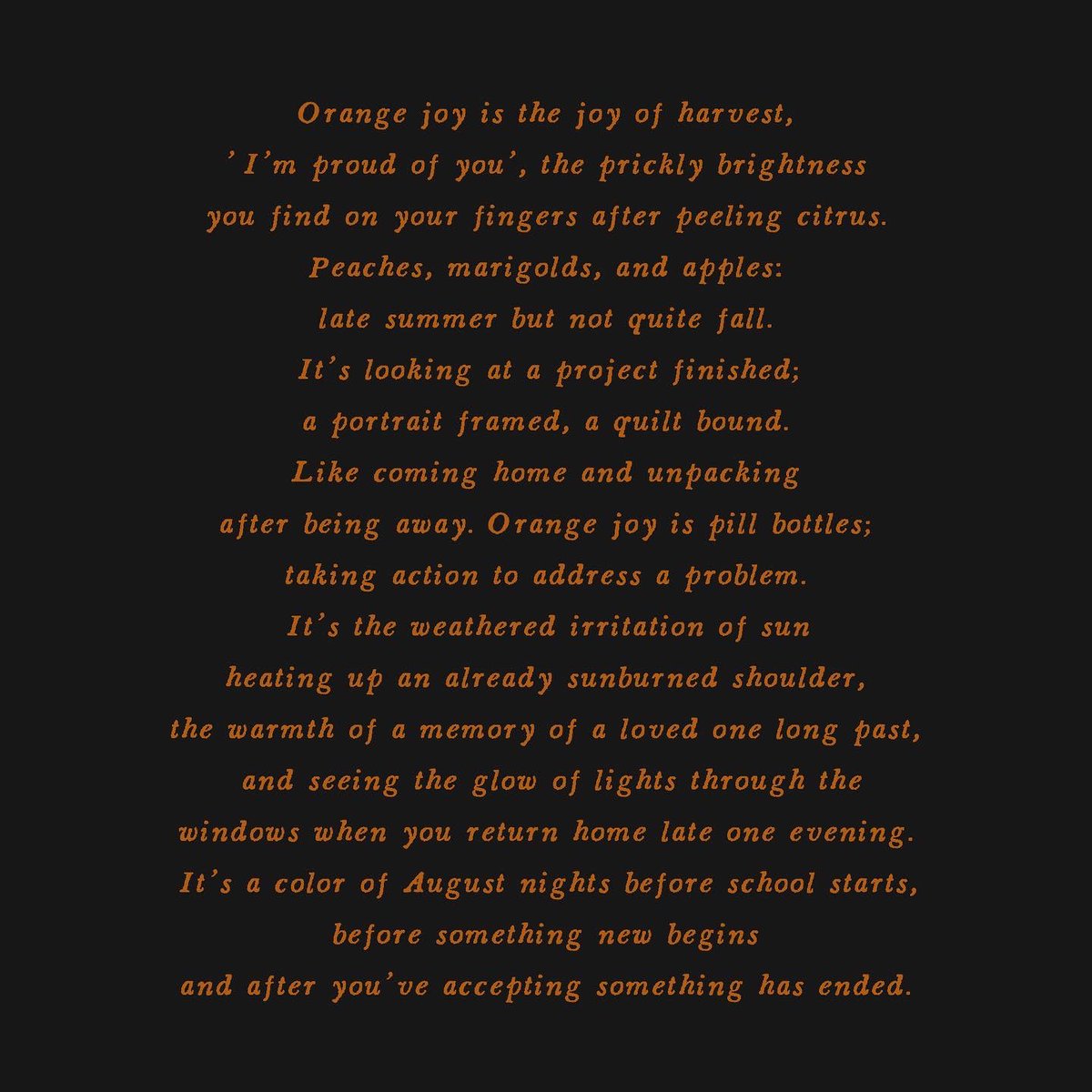 Poem about orange joy