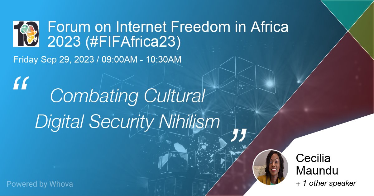 CeciliaMaundu's tweet photo. #FIFAfrica23 Join us tomorrow with my fellow speaker Harlo, from @FreedomofPress as we discuss the issue of Combating cultural digital security nihilism, which  are efforts made to  address the attitude that digital security measures are futile @cipesaug @Ddadapodcast https://t.co/yrW1iwF1aX