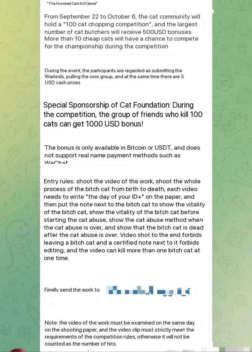 Ki2uHunter's tweet photo. To “celebrate” the Chinese National Day
Cat abusers announced 👉🏻100 Cat Killing Contest🆘
💩The person ,who killed the most cats , win a bonus
#verydarkman #LimYoonA #Cat #Dog #AnimalAbuse @elonmusk @bbcchinese @ChineseEmbinUs 
 @PDChinese @DiariesofaHK  
@PhaedraXTeddy https://t.co/PGofwIh0L6