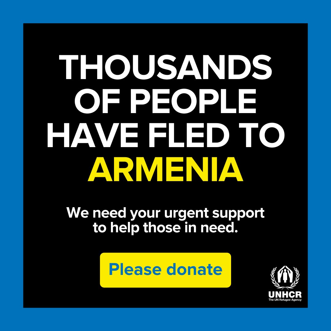 Refugees's tweet photo. 🚨Over 65,000 people have fled to Armenia. As the numbers are increasing rapidly, the needs are growing. 

Please donate to help us deliver life-saving assistance: https://t.co/28H9fdhQhy https://t.co/PO6I1krQYm