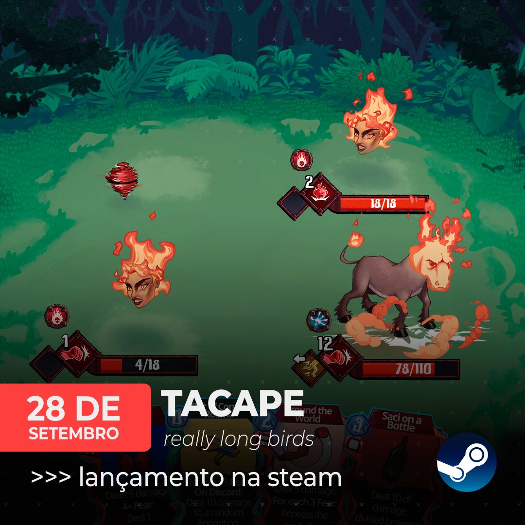 ControlesCast's tweet photo. 🚨🚨🚨

TACAPE SAIU PRA PC

Hoje é o lançamento do @TacapeGame pra #Steam 🎮

- Joguinho de carta bom demais que tava disponível pros mobiles e já teve até episódio no Controles com a @carolisdamiarts e o @ViniCarli

👇👇👇 https://t.co/bVku9iWxNZ