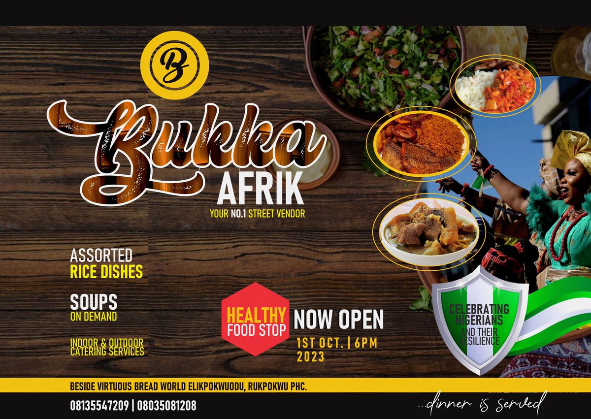 BukkaAfrik's tweet photo. We are lunching out on independence day. Join us!
#bukkaafrik #openingceremony
#rukpokwu #portharcourt. https://t.co/rTnktuIaYA
