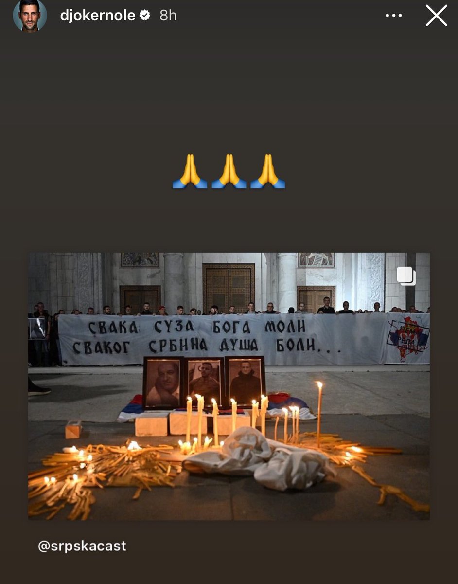pacollibehgjet's tweet photo. What role model is Novak Djokovic for the sport and the world when he praises and glorifies terrorists? Disgusting behavior! https://t.co/ns2Pq5abpj