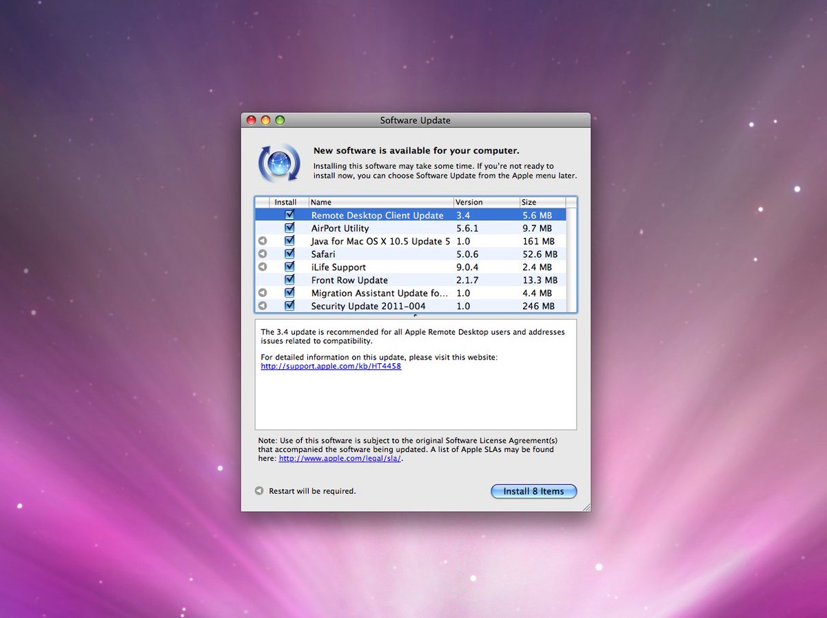 ClassicII_MrMac's tweet photo. I LOVE that Apple still has old OS X software updates available!🤓

This is what OS X Leopard 10.5.8 software update looks like after a fresh install👇 https://t.co/4m1mfacd0J
