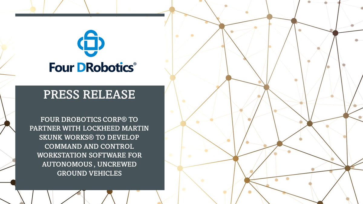 Four_DRobotics's tweet photo. Four DRobotics is extending the capabilities of Skunk Works’ VCSi ground control station software product to support ground vehicle operations. 
Read our latest press release  by clicking on the link:
https://t.co/ml6XbANCXC

#Robotics #Autonomous #BusinessNews https://t.co/tIa14CjFVo