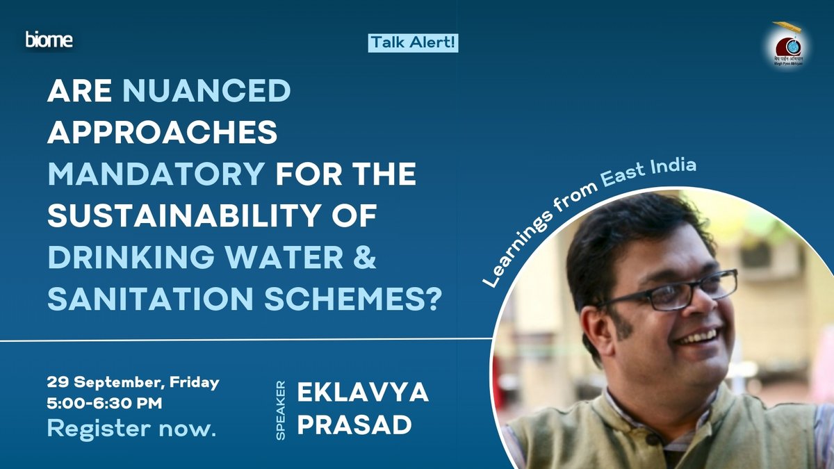 Diverse agroclimatic &amp; hydrogeological zones, disaster-prone areas &amp; water-stressed pockets in #Bihar &amp; #Jharkhand variedly impact water, sanitation &amp; hygiene services. Know more from <a href="/Watervagabond/">Water Vagabond (Eklavya Prasad)</a>'s talk tomorrow at 5 PM: 

forms.gle/zjprQL8Ew8ZpHi…

<a href="/MeghPyneAbhiyan/">Megh Pyne Abhiyan</a>