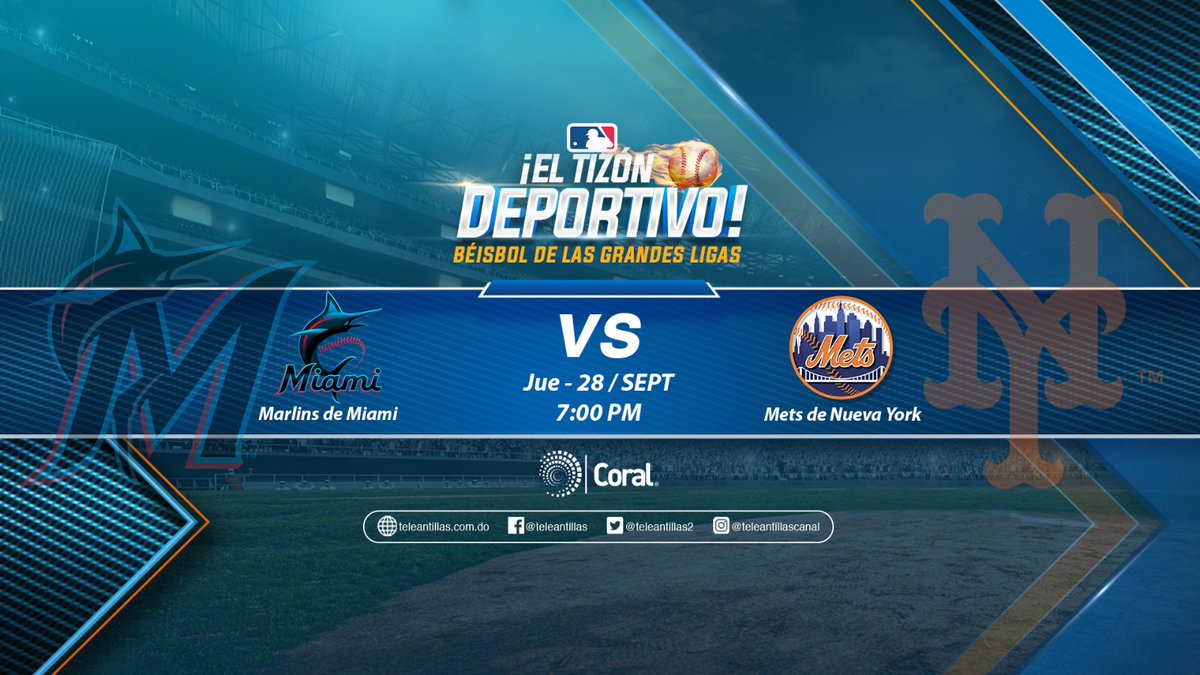 JuanJoseRodRD's tweet photo. #MLB por TV hoy: Jueves 28 de Septiembre por Coral #Marlins vs #AMets las 7:00pm #MLBporCoral #BrayanDeLaCruz #JesusSanchez #JhonnyCueto #EdwarCabrera #JorgeSoriano #RonnyMauricio @jmena26 @JLMendoza_ @tomasjcabrera @ernestokran @CarlosAlmanzarR https://t.co/KxshpJEqeW