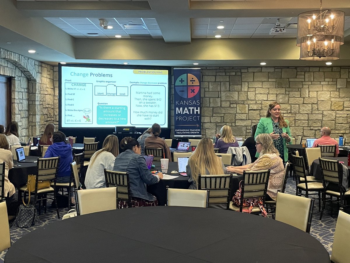LizStevensPhD's tweet image. So great to see @sarahpowellphd on @UnivOfKansas today as she presents the Kansas Math Project with @ksmtss! #wordproblems