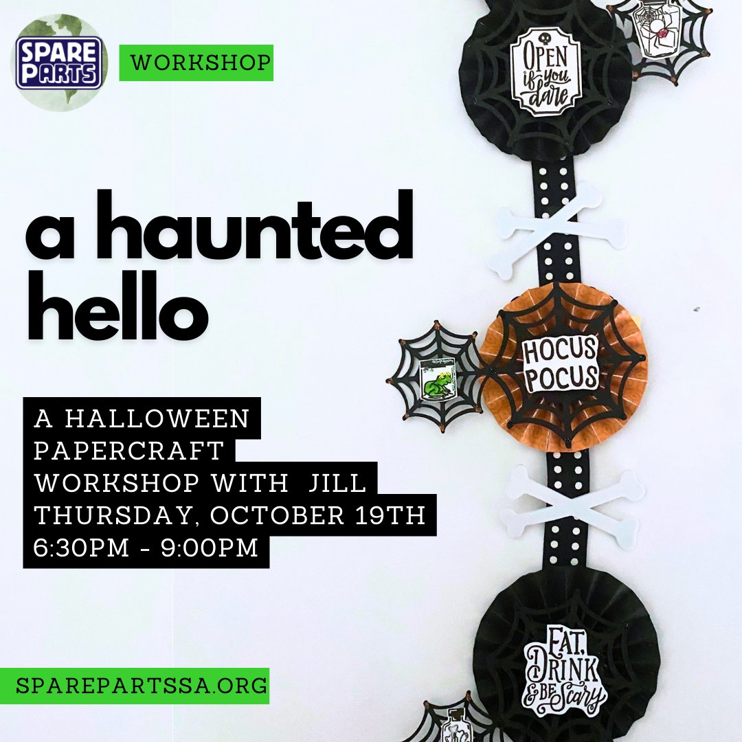 Make some spooky paper crafts in this workshop! Tickets available at: spare-parts-san-antonio.square.site