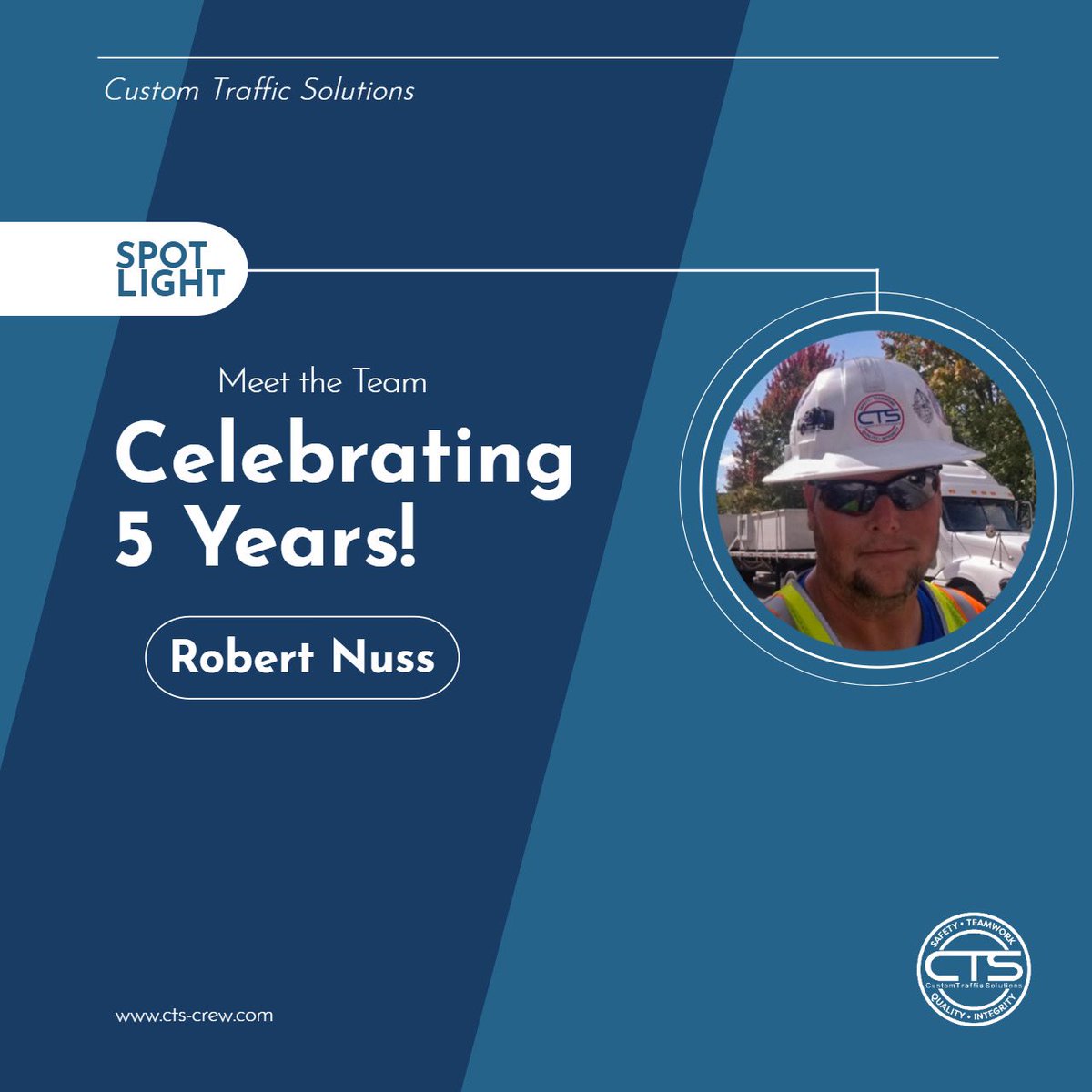 SafetyCustom's tweet photo. Today, we take a moment to honor an outstanding member of our team, Robert, who has dedicated the past 5 years with CTS.

Thank you, Robert, for being an integral part of our journey! 🎉👏 #CTS #Dedication #Teamwork https://t.co/gY8bkAvDsh