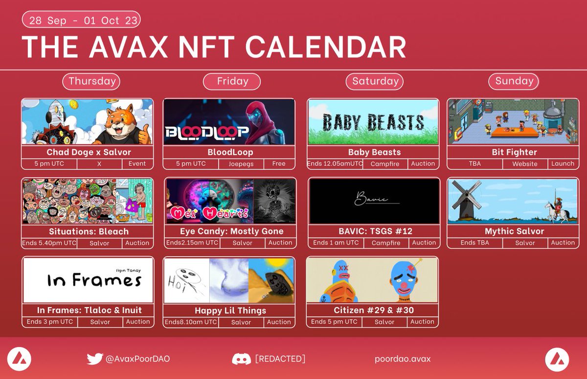 Another packed week on the #Avalanche 🫴
<a href="/ArtLess_2326/">𝘼𝙧𝙩𝙇𝙚𝙨𝙨</a> @_ChadDoge_ <a href="/yetkingulmens/">Yetkin Gulmen🔺SCALES 🔺SYMBOTES 🔺 SITUATIONS</a> <a href="/ilgintanay/">ılgın tanay</a> <a href="/BloodLoopGAME/">BloodLoop🔺 | Hero-Shooter</a> <a href="/Cohort_Of_Hope/">💗 Mel Hearts 💗 (Art Goddess)</a> <a href="/vindicatethis/">vindicatethis</a> @Gengar_avax <a href="/Baby_Beasts/">BabyBeasts</a> <a href="/_bavic/">Bavic🔺️</a> <a href="/Bit_Fighters/">₿it Fighters</a> <a href="/joepegsnft/">Joepegs</a> <a href="/0xCampfire/">Campfire 🔺</a> <a href="/salvor_io/">Salvor 🚢🔺</a>

#AVAX #NFTCommunity