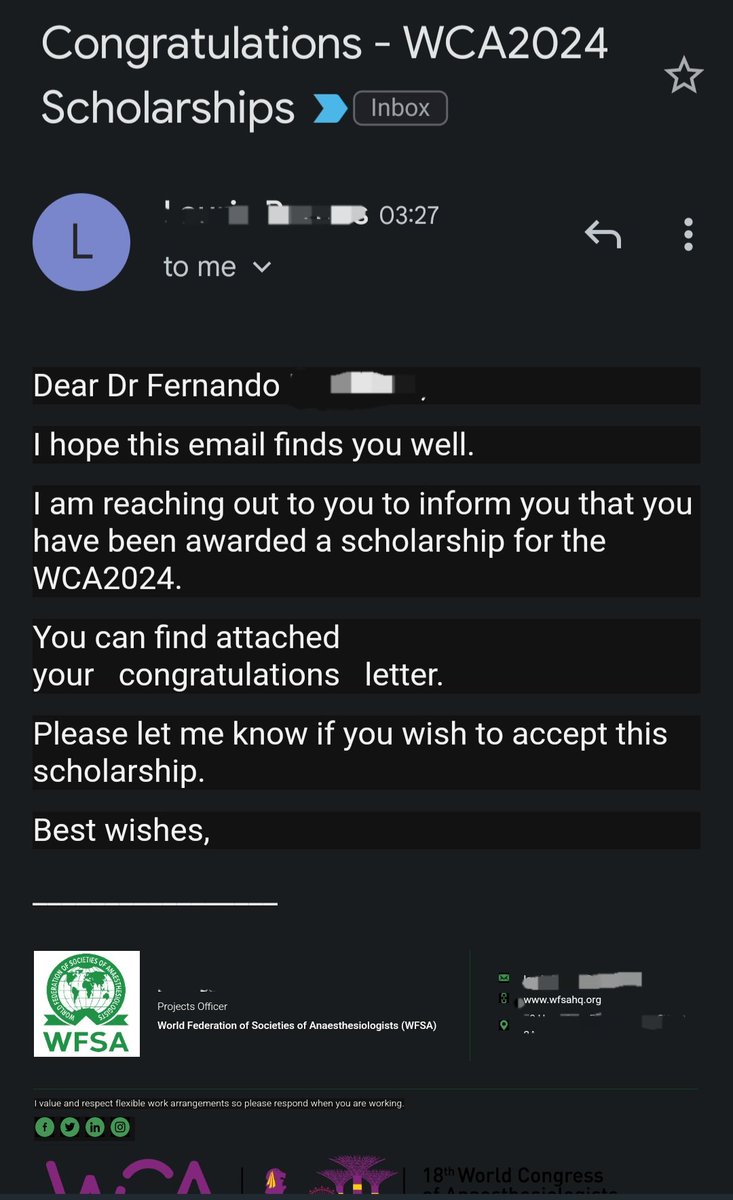 Nos ganamos una  beca al congreso mundial de anestesia, por parte de WFSA/
We won a scholarship from the WFSA @wfsaorg to attend the World Congress of Anesthesiologist 2024  @wfsawca 
#tecsalud #airway #Simulation

I hope to see some of you in Singapore!