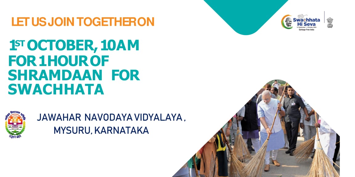 JnvMysuru's tweet photo. JNV MYSURU
@JnvMysuru
#SwachhataHiSeva 
Ek Tareek-Ek Ghanta-Swachhata Hi sewa
10 AM TO 11 AM
#JNVMysuru Participating in #Missionswachhata
#NVSHqNoida
#GarbageFreeIndia 
#commisionernvs
#TGopalakrishna
#CVsanthy65987
#nvshyd
#SHS2023 https://t.co/XCdG3wAT7A