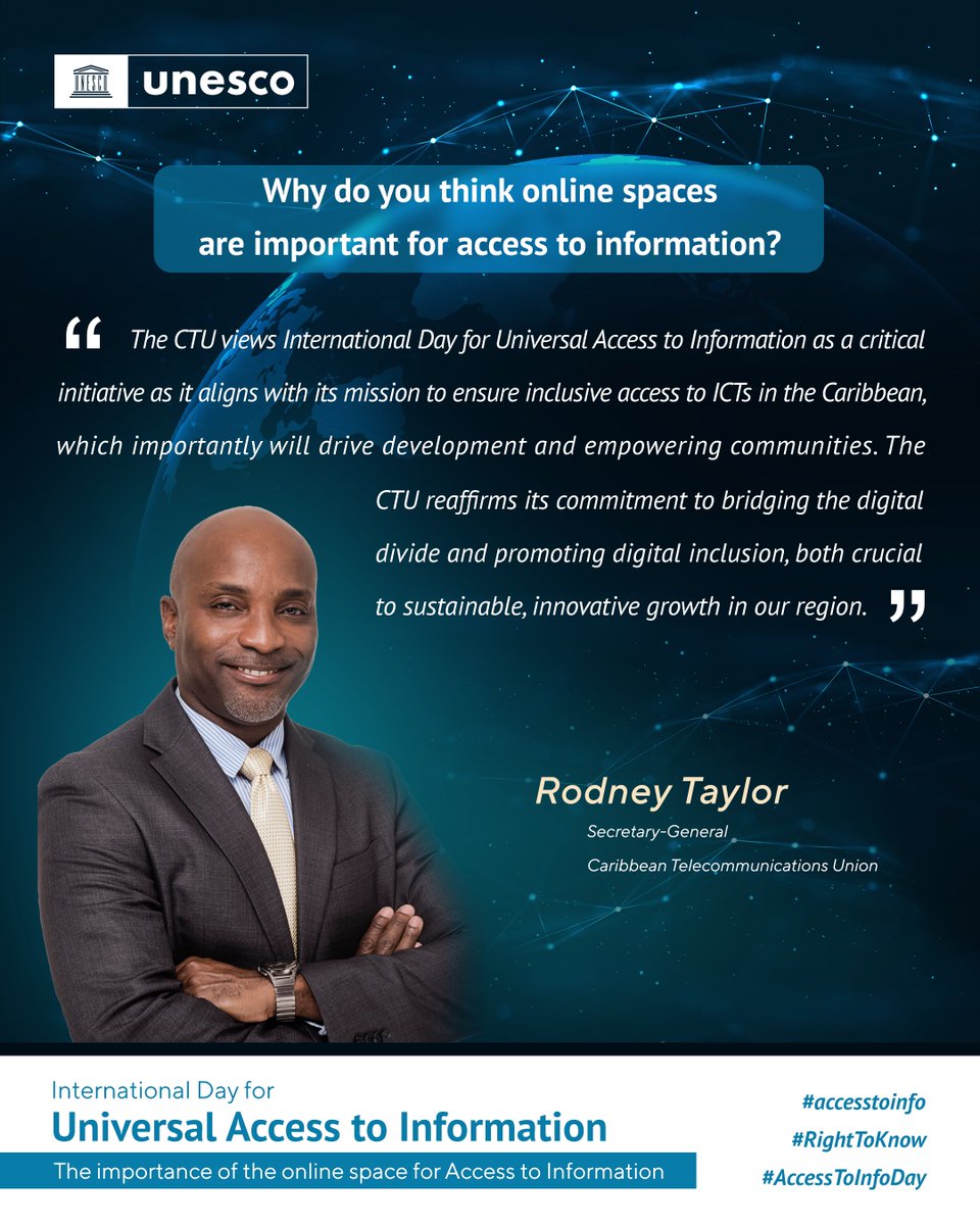CaribbeanUnesco's tweet photo. Together with @TheCtunion, we're breaking down information barriers! 💪💻 #InfoAccessTech #Innovation#AccessToInfo #TechForChange #RightToKnow #AccessToInfoDay" https://t.co/e8nMj5oS0m