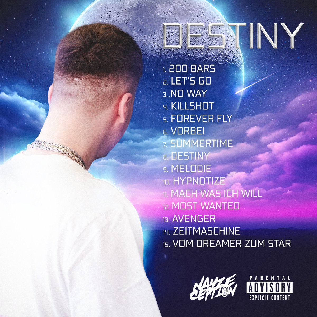 NayzeCeption's tweet photo. ALBUMCOVER &amp; TRACKLIST VON MEINEM DEBÜTALBUM „DESTINY“ WELCHES AM 27.10.2023 ERSCHEINT! 🔮🚀🪐 #Destiny https://t.co/DmWVxsOdEp