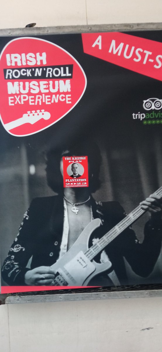 IsmaMullor's tweet photo. #RagePost: Putting fash propaganda stickers over is infuriating enough, but doing It over a Phil Lynott poster on the Irish Museum of Rock N Roll is sickening beyond my límits (and that's without counting the plantation reference) https://t.co/a8sACsxDrK