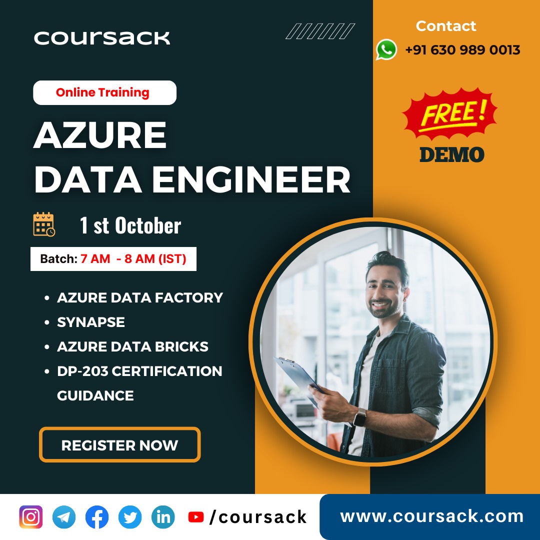 coursack's tweet photo. #Azure Data Engineering #onlinetraining. Register on WhatsApp https://t.co/CuVtgM6qVC
..
..
#coursack #AzureDataFactory #AzureDatabricks #SQL
#onlinetraining #synapse https://t.co/TagM7MEsvD