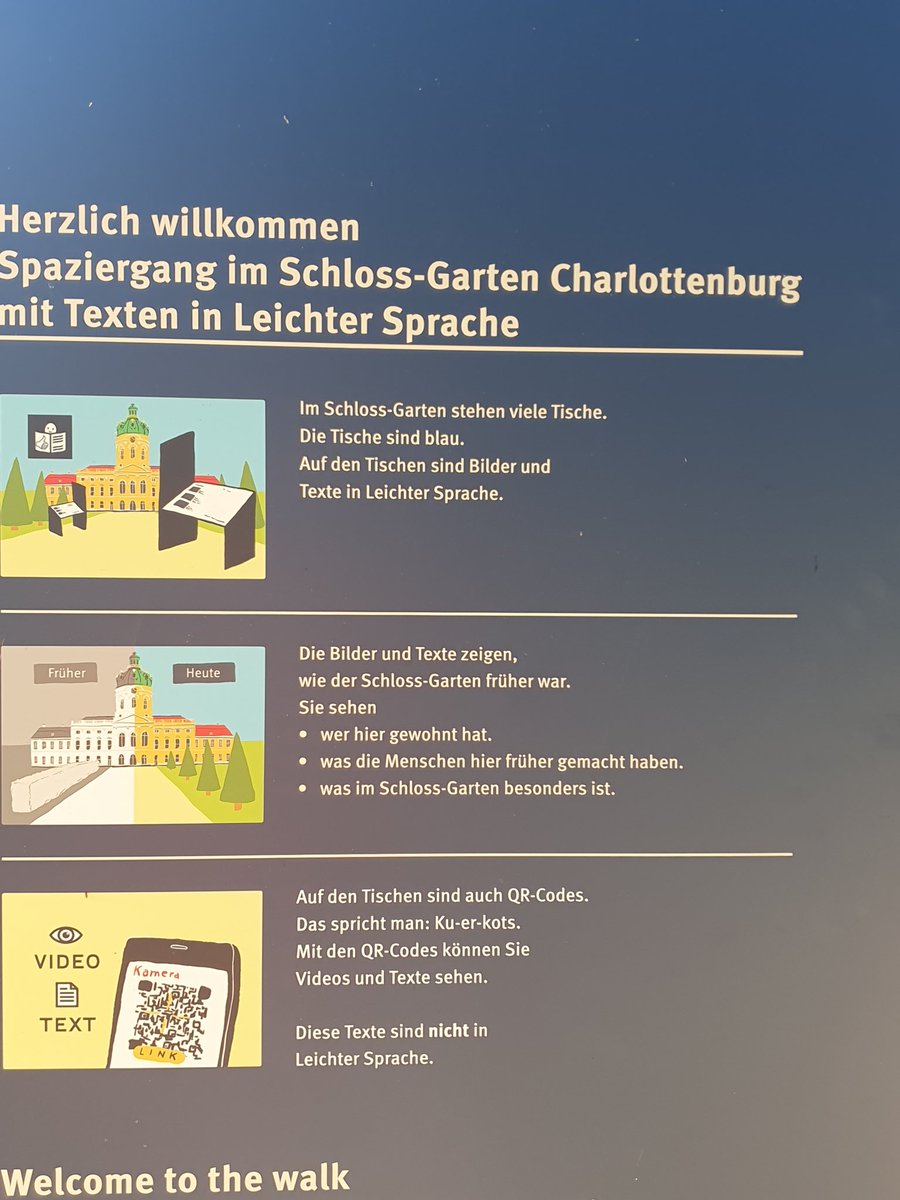 dpeitel's tweet photo. Heute beim Spaziergang im Schlosspark Charlottenburg entdeckt. Es gibt nun Tafeln mit Erläuterungen in Leichter Sprache. Das gefällt mir gut.
#LeichteSprache #Barrierefreiheit #SchlossCharlottenburg https://t.co/4VX7rCUCYy