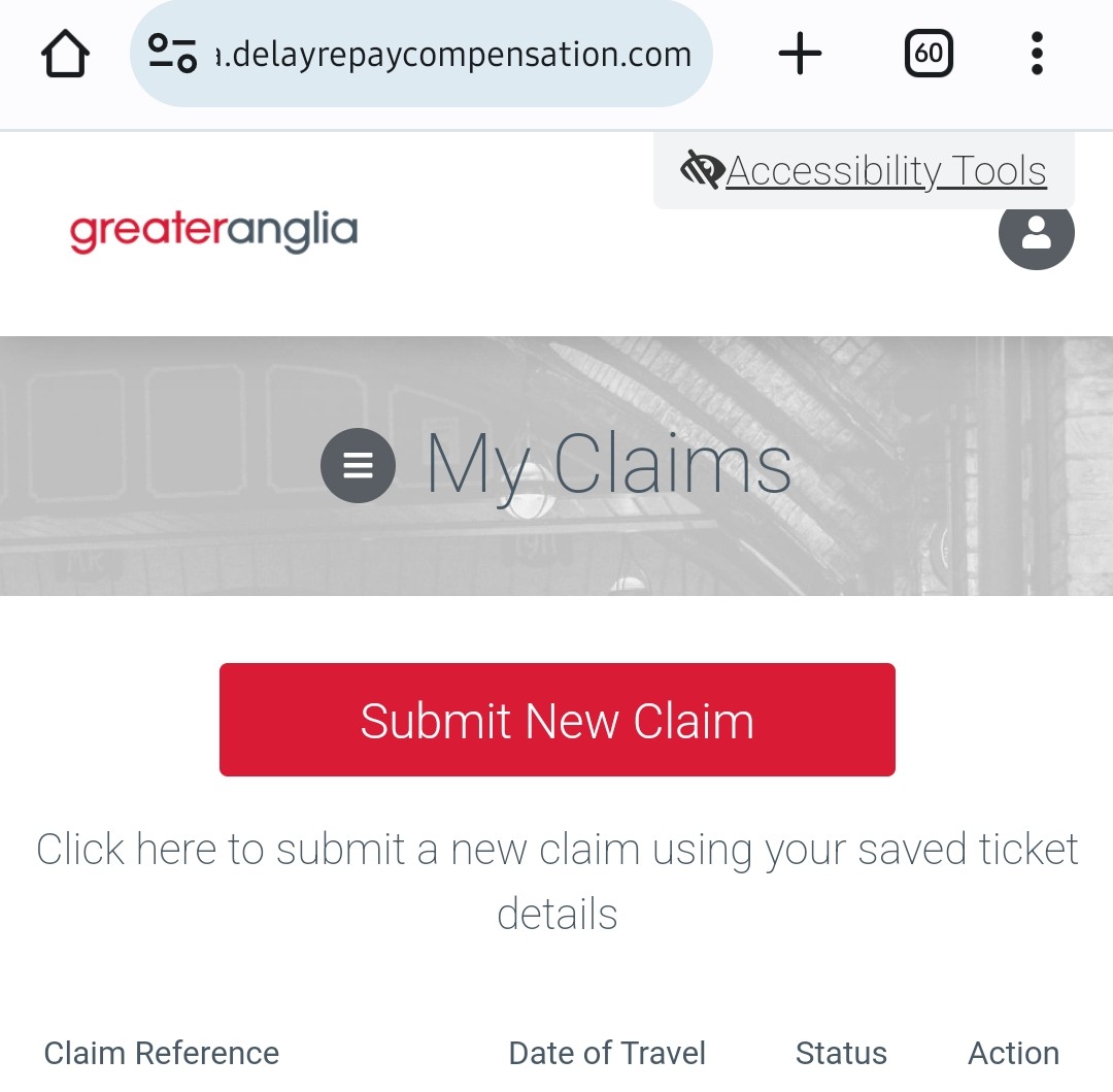 RealNeilTurner's tweet photo. @greateranglia I logged into my account then Submit New Claim then Add Ticket https://t.co/ShvIqOqllx