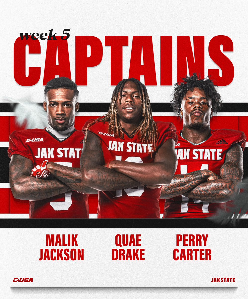 JaxStateFB's tweet photo. 𝑾𝑬𝑬𝑲 𝑭𝑰𝑽𝑬 𝑪𝑨𝑷𝑻𝑨𝑰𝑵𝑺‼️

@malik2jackson 
@taquavian10 
@P_King_14 

#HardEdge | #EarnSuccess https://t.co/zIni63b2Fi