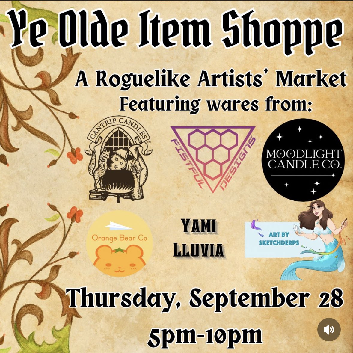 We’ll be at <a href="/TheRoguelike/">The Roguelike Tavern</a> tonight! Stop by and smell our selection of scents! 🗡️