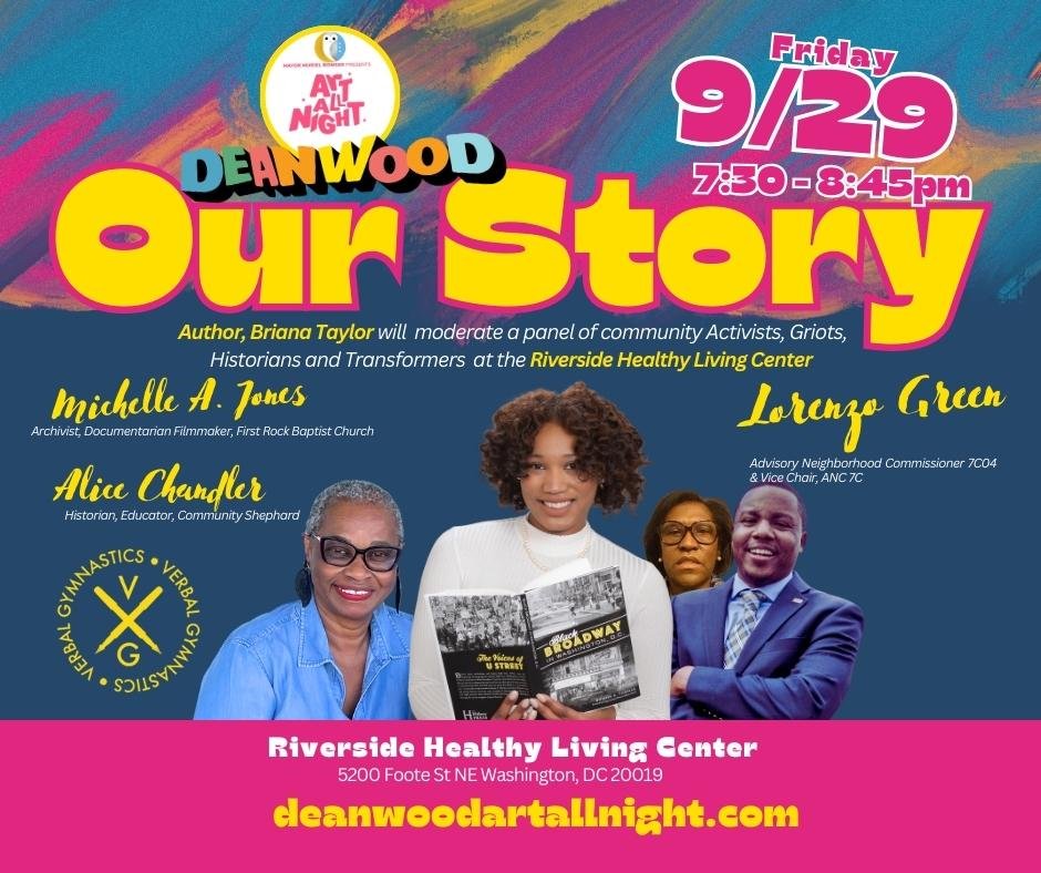 #ArtAllNight2023 #Deanwood Our Story!! #ward7strong Entertainment, story telling, artist, vendors, music and so much more! Make plans to come out and bring the family. SEE YOU THERE!!! #ward7community <a href="/blakQuity/">blakQuity</a> #iamdeanwood <a href="/ImAyannaGregory/">Ayanna Gregory</a> @market7dc #funk #GOGO