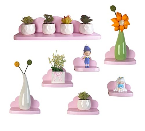 I just received Pyjacos Wall Shelf, Floating Shelf, Set of 7 Wall Shelves, Hanging Creative for Bedroom, Living Room, Kitchen and Hallway, Clouds Wall Board, Small Size, Clouds, Pink, L -  from Anonymous via Throne. Thank you! throne.com/saikosounds #Wishlist #Throne