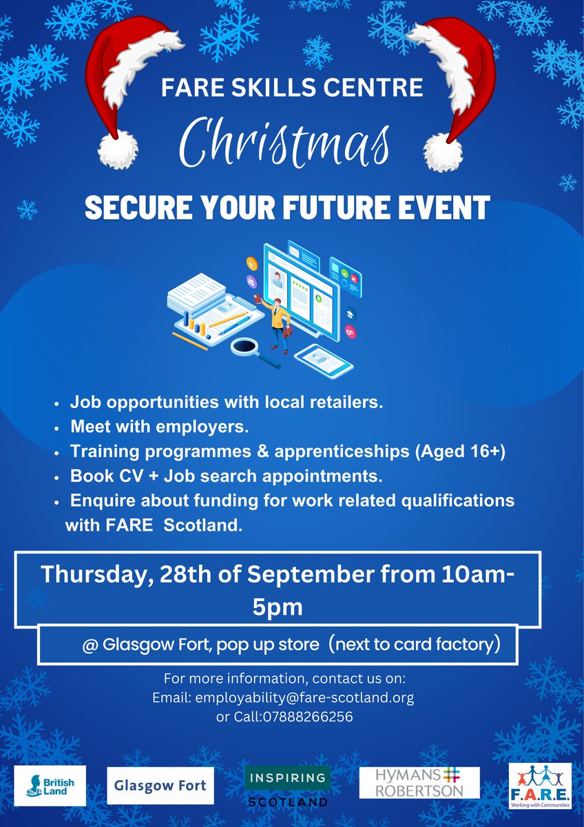 Our 2nd annual Job Fair was a huge success today! 

Over 170 attendees receiving excellent support from the <a href="/FARE_Scotland/">FARE Scotland</a> staff.

Huge thanks to our partners <a href="/glasgowfort/">Glasgow Fort</a> and <a href="/BritishLandPLC/">British Land PLC</a> for making it all possible.

Huge gratitude to all employers who attended today 👏