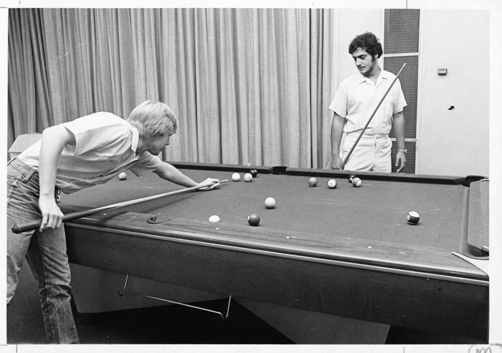 📅 Throwback Thursday, September 1976 🎱 Reminiscing the good ol' days at our campus center! Here's a classic shot of two students enjoying a game of pool. 🎉 Campus life has always been vibrant! 📚🎓 #TBT #CampusLife #1976Memories #ThrowbackThursday #TBT #UAlbany #UAlbanyLibs