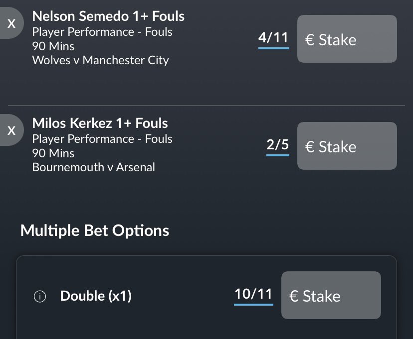 1.5u @ 1.91 on betvictor 

Semedo with 11 fouls in 6 premier league games 

Right back fouls vs city (semedo role) : 

Aina 0 - Montiel 2 (51 mins)
Coufal 1
Tete 2
Baldock 1
Tripper 1
Roberts 1

Kerkez with 10 fouls in 6 premier league games :

Left back fouls vs arsenal (kerkez…