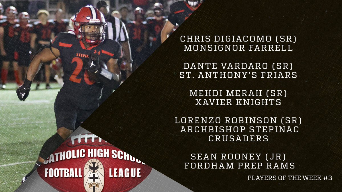 NYCHSFL's tweet photo. Week 3 Players of the Week. 

https://t.co/Z8fJQlTueA https://t.co/VrWlxn4sFo