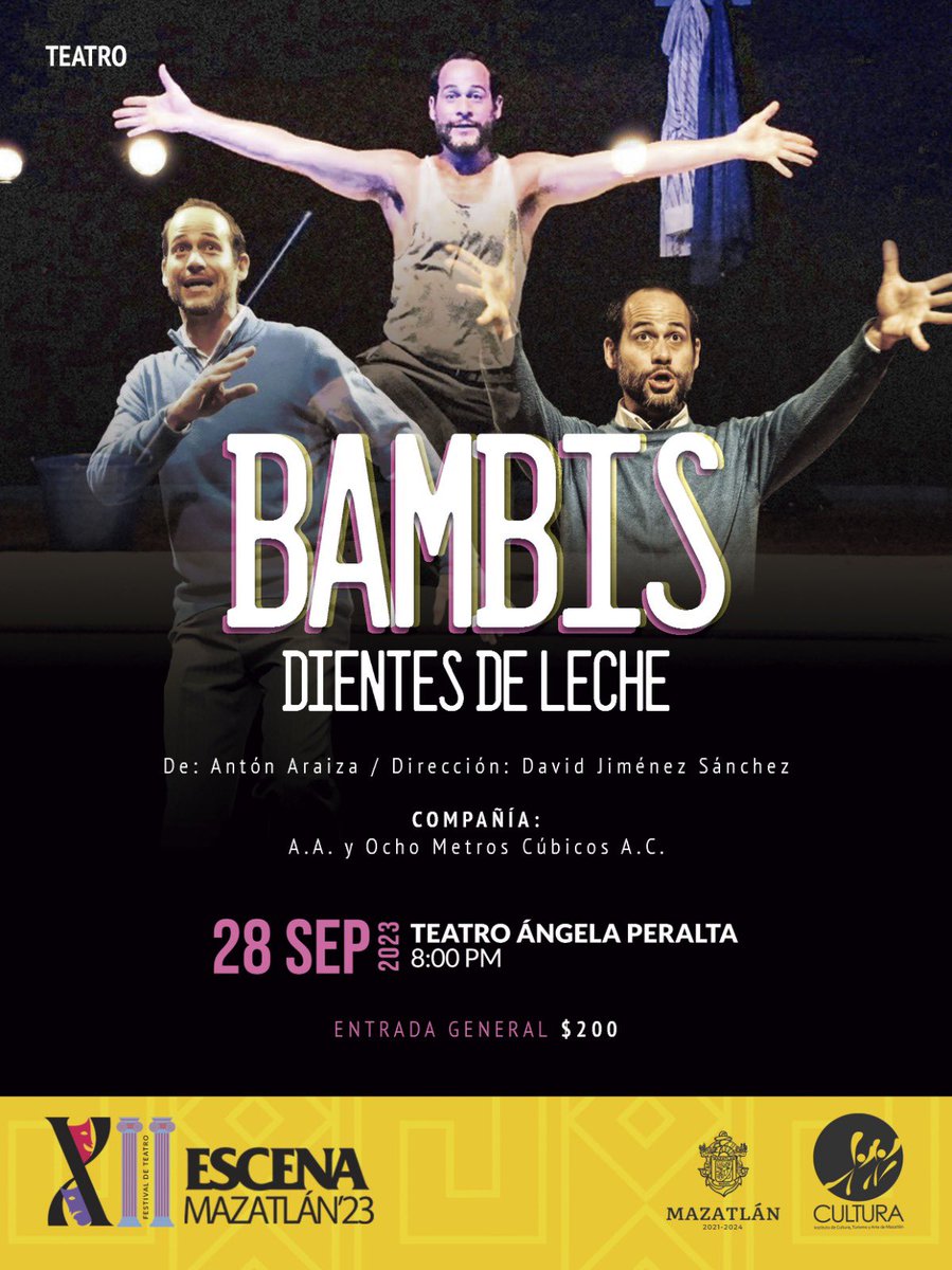 BambisDLeche's tweet photo. Mazatlán. HOY. 8pm 
Teatro Ángela Peralta. 
Ya dándole al montaje. https://t.co/CpbGUPYsya