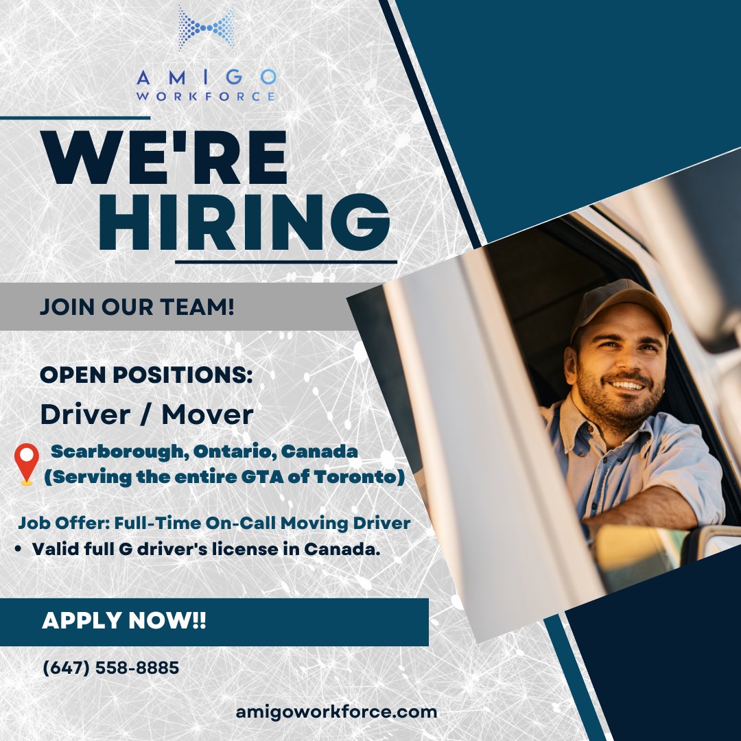 Driver/Mover Wanted in Scarborough
Fast Fast Logistics is hiring a full-time, on-call Driver/Mover. Click 'Apply Now'! 👇
vist.ly/aa8t

#DriverJobs #MoverJobs #TorontoJobs #NowHiring #ApplyNow #ScarboroughJobs
