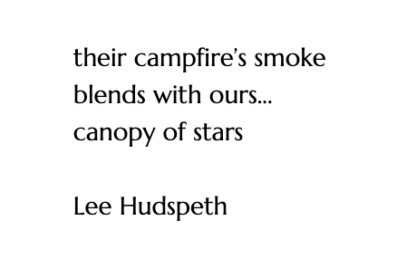their campfire’s smoke blends with ours... canopy of stars One of two #haiku of mine in the Summer 2023 Issue of the lovely Wales Haiku Journal @WalesHaiku. Many thanks to Joe Woodhouse, Editor. #senryu #poetry #writingcommunity waleshaikujournal.com/summer23