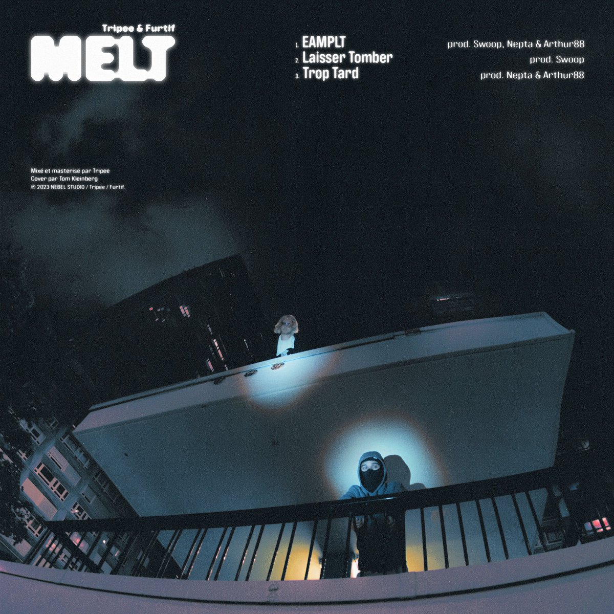 MELT
Disponible le 4 octobre

👥🌀

3 titres en duo avec Furtif
prods <a href="/swoopbeats/">SWOOP 🌐</a> &amp; Nepta &amp; arthur88

mix &amp; master Tripee
photo backcover Tom Kleinberg
graphisme backcover <a href="/nebel_studio/">NEBEL STUDIO</a> 

<a href="/nebel_studio/">NEBEL STUDIO</a> <a href="/Entre4M/">Entre4Murs</a>