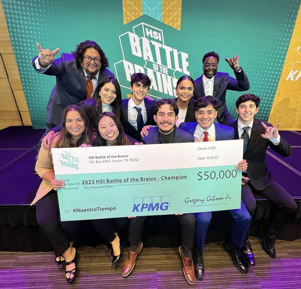 Congratulations to The University of Texas at Austin (@UTAustin) for winning the 3rd annual HSI Battle of the Brains competition presented by @KPMG! #NuestroTiempo #HSIBotBrains #HispanicHeritageMonth